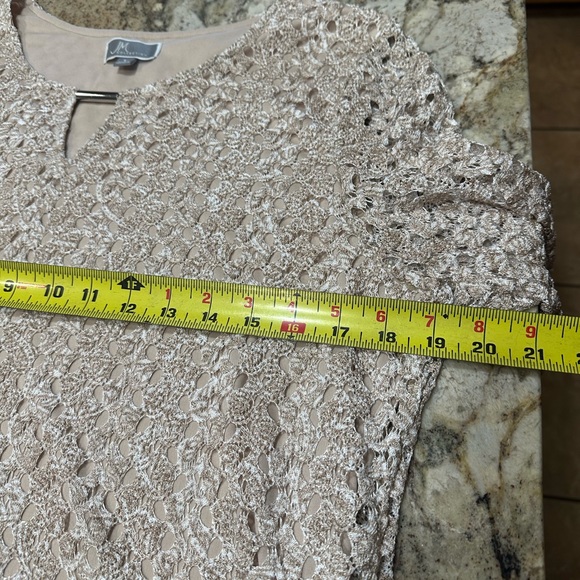 JM Collection Taupe 3/4 Sleeve Layered Blouse - Picture 10 of 12